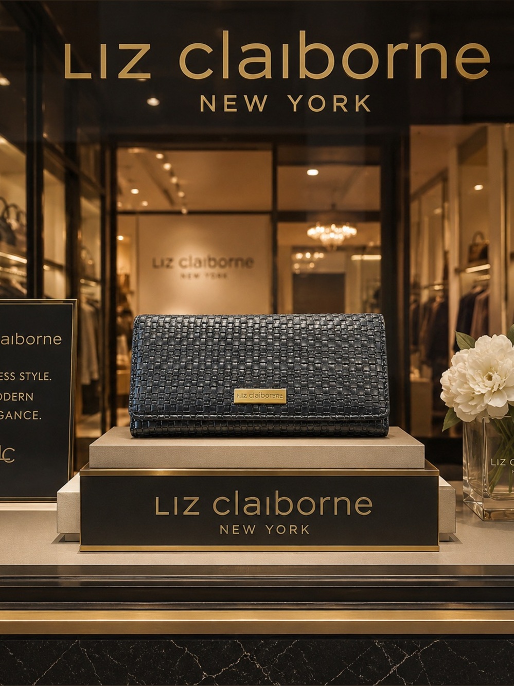 Liz Claiborne Black Woven Clutch